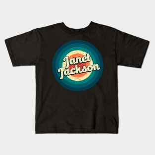 Graphic Janet Name Retro Vintage Circle Kids T-Shirt